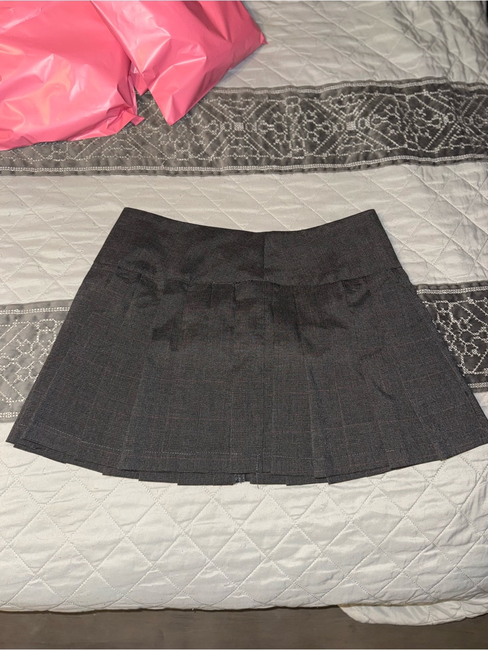 Emerson Lang Pleated Mini Skirt in Dark Gray